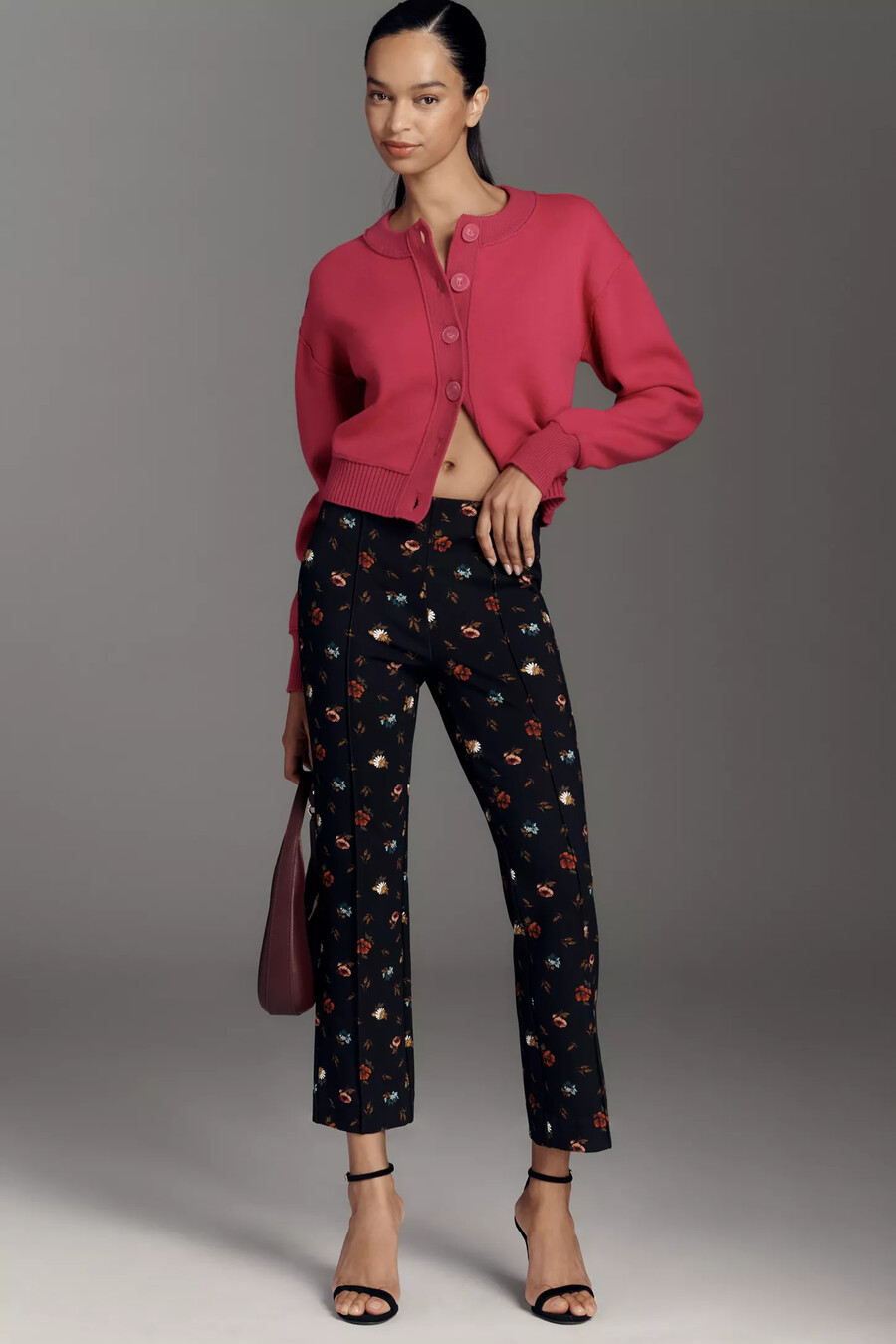 poppy printed kick-flare pull-on byxor från maeve