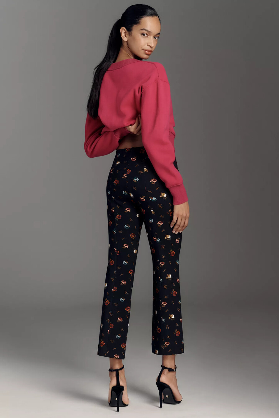 poppy printed kick-flare pull-on byxor från maeve