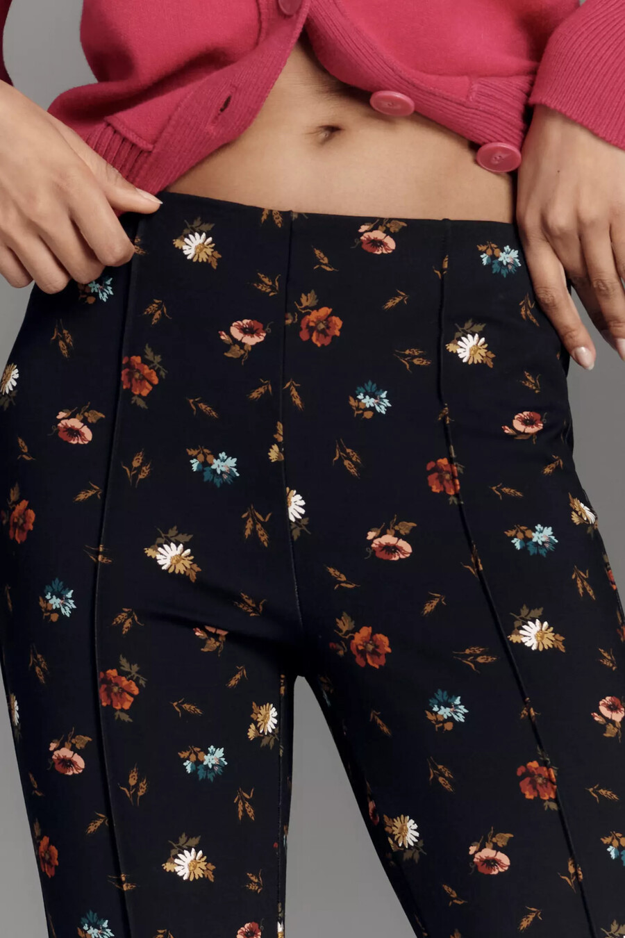 poppy printed kick-flare pull-on byxor från maeve