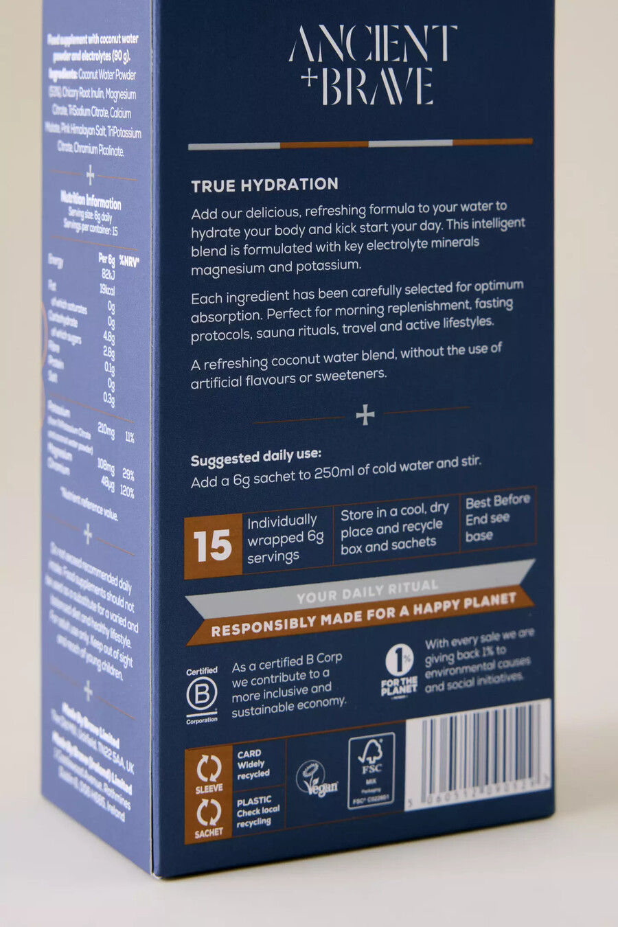 ancient brave true hydration-påsar 15-pack